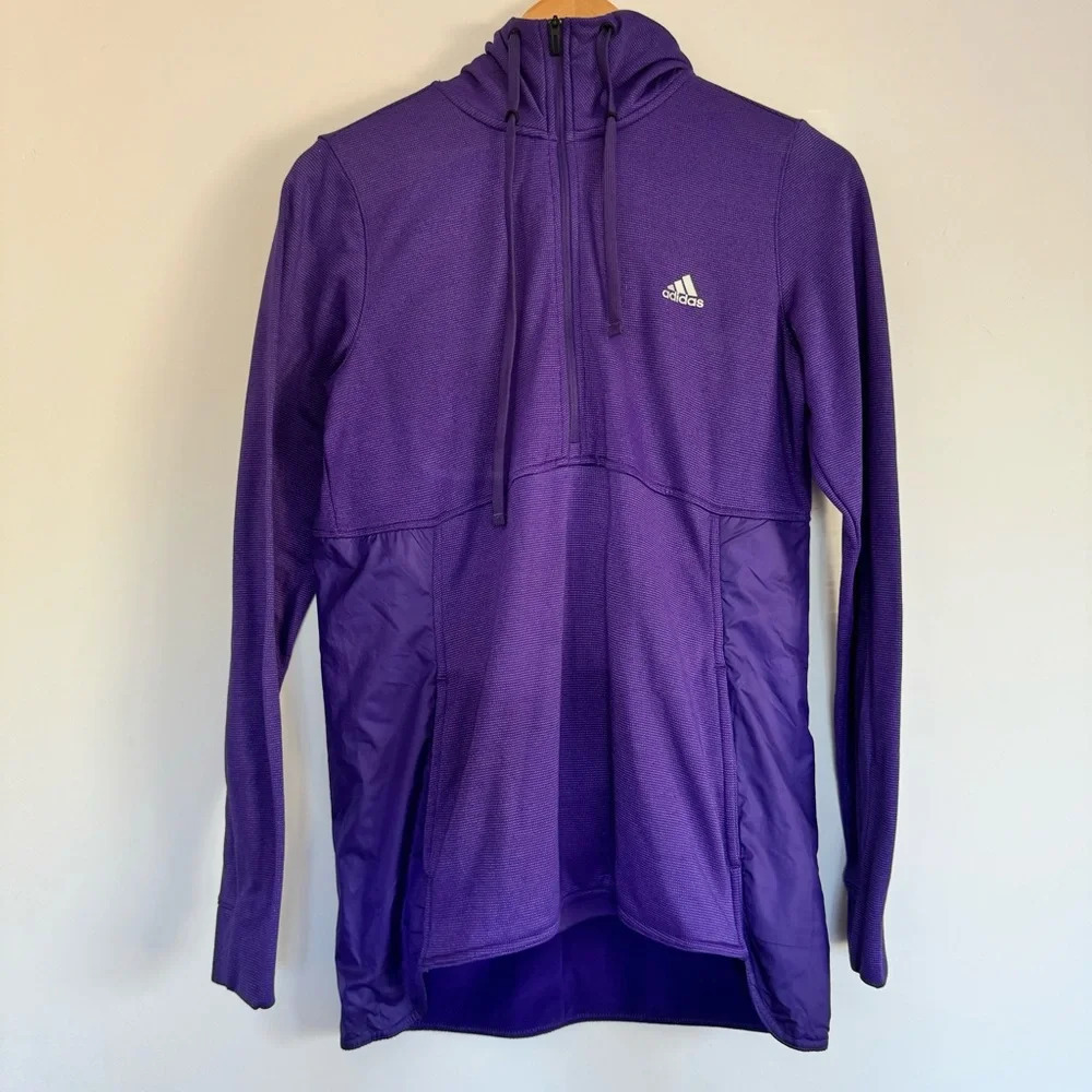 Adidas Climawarm Transition half zip pullover hoodie in purple size: M